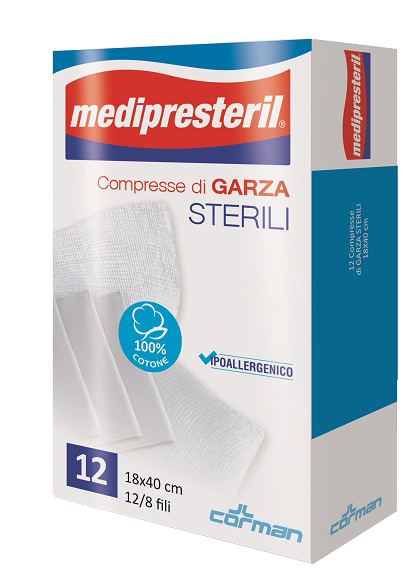 GARZA COMPRESSA MEDIPRESTERIL 12/8 FU 18X40CM 12 PEZZI - Farmacianuova.eu