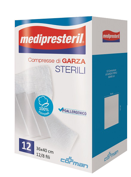 GARZA COMPRESSA MEDIPRESTERIL 12/8 FU 36X40CM 12 PEZZI - Farmacianuova.eu