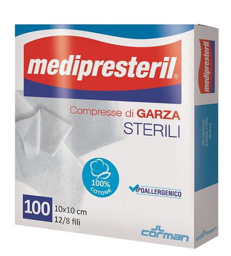 GARZA COMPRESSA MEDIPRESTERIL 12/8 FU 10X10CM 100 PEZZI - Farmacianuova.eu