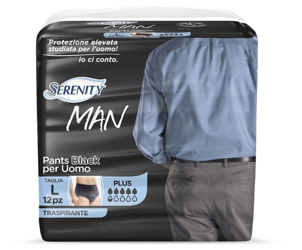 PANNOLINO SERENITY MAN PANTS BLACK TAGLIA LARGE 12 PEZZI - Farmacianuova.eu