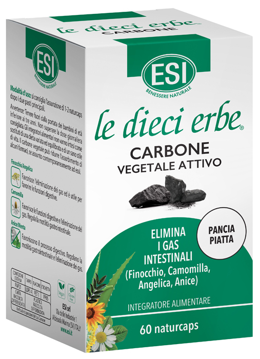ESI LE DIECI ERBE CARBONE VEGETALE ATTIVO 60 NATURCAPS - Farmacianuova.eu
