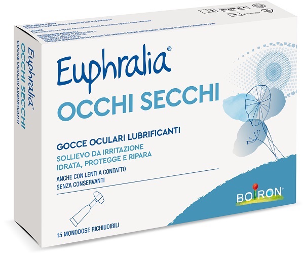 GOCCE OCULARI LUBRIFICANTI EUPHRALIA OCCHI SECCHI 15 MONODOSE RICHIUDIBILI X 0,5 ML - Farmacianuova.eu