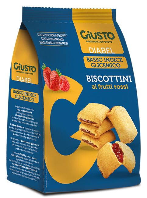 GIUSTO DIABEL BISCOTTINI FRUTTI ROSSI 250 G - Farmacianuova.eu