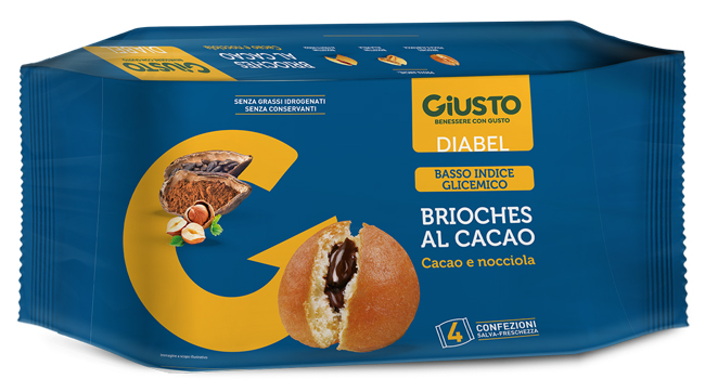 GIUSTO DIABEL BRIOCHE CACAO 4 PEZZI DA 45 G - Farmacianuova.eu