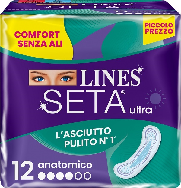 LINES SETA ULTRA ASSORBENTI ANATOMICO DWCT 12 PEZZI - Farmacianuova.eu