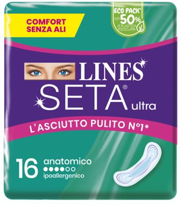 LINES SETA ULTRA ASSORBENTI ANATOMICO CP 16 PEZZI - Farmacianuova.eu