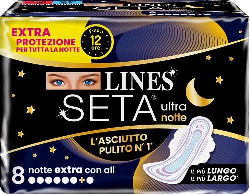 LINES SETA ULTRA ASSORBENTI NOTTE 8 PEZZI - Farmacianuova.eu