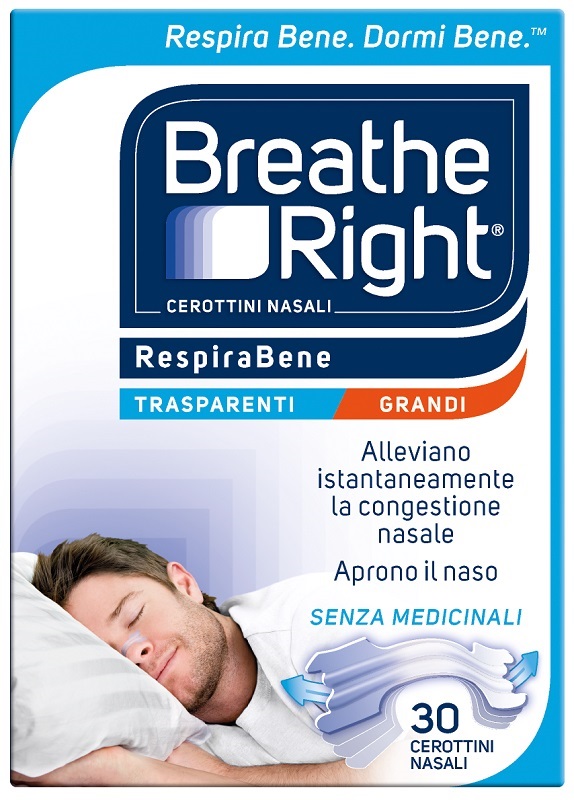 CEROTTI NASALI BREATHE RIGHT TRASPARENTI GRANDI 30 PEZZI - Farmacianuova.eu