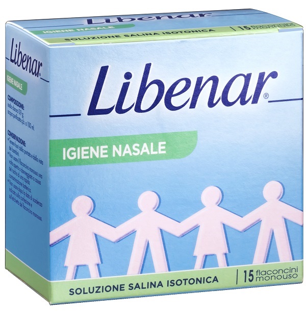 SOLUZIONE SALINA ISOTONICA 0,9% LIBENAR PER IGIENE NASALE 15 FLACONCINI MONOUSO X 5 ML - Farmacianuova.eu
