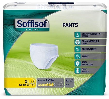 PANNOLONE SOFFISOF AIR DRY PANTS EXTRA EXTRA LARGE 12 PEZZI - Farmacianuova.eu