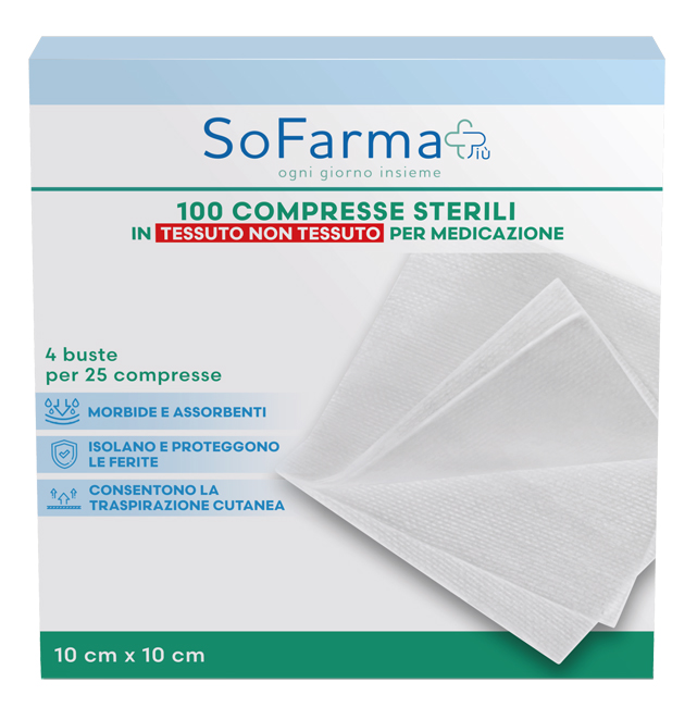 GARZA COMPRESSA IN TNT 10X10 CM 25 PEZZI SOFARMAPIU' - Farmacianuova.eu