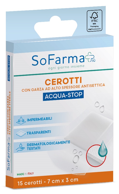 CEROTTO ACQUASTOP 7X3 CM 15 PEZZI SOFARMAPIU' - Farmacianuova.eu