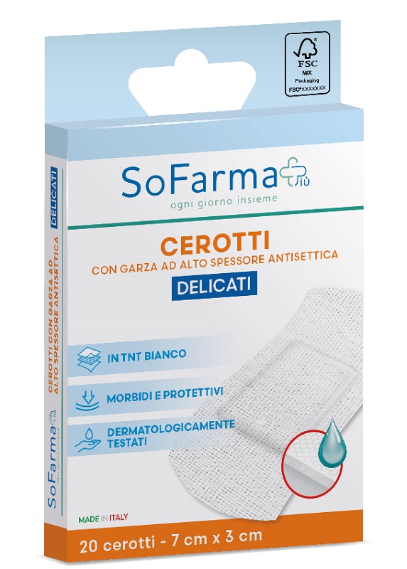 CEROTTO DELICATO 7X3 CM 20 PEZZI SOFARMAPIU' - Farmacianuova.eu