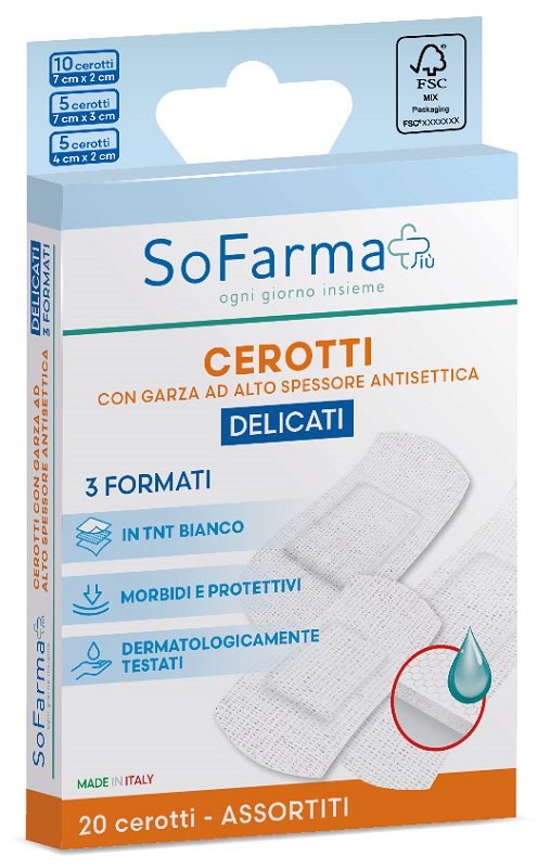 CEROTTO DELICATO ASSORTITI 20 PEZZI SOFARMAPIU' - Farmacianuova.eu