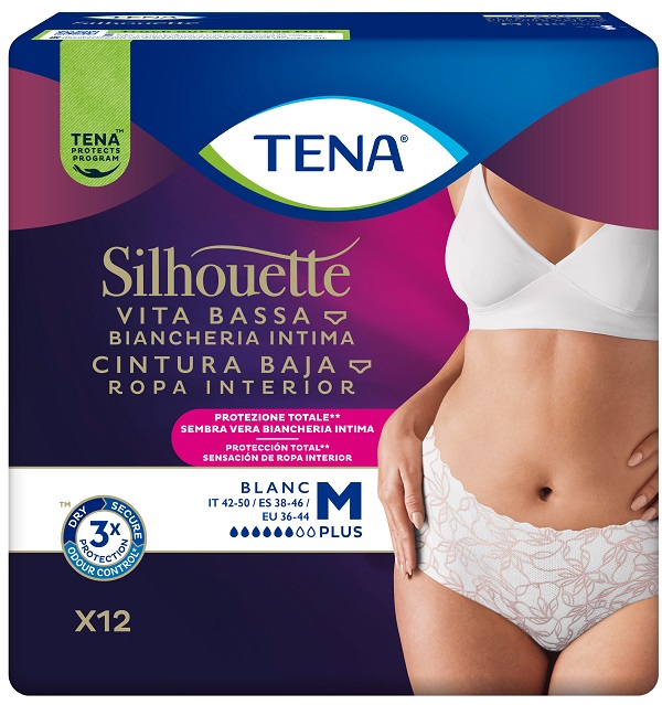 PANNOLONE A MUTANDINA ASSORBENTE TENA SILHOUETTE PLUS WHITE MEDIUM 12 PEZZI - Farmacianuova.eu