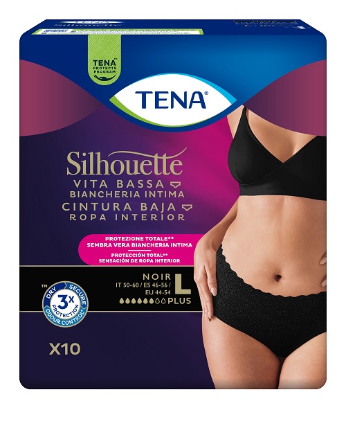 PANNOLONE A MUTANDINA ASSORBENTE TENA SILHOUETTE NOIR L VITA BASSA 10 PEZZI - Farmacianuova.eu