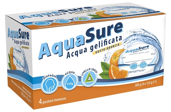 AQUASURE ACQUA GELIFICATA ARANCIA EDULCORATA MULTIPACK 4 PEZZI DA 125 G - Farmacianuova.eu