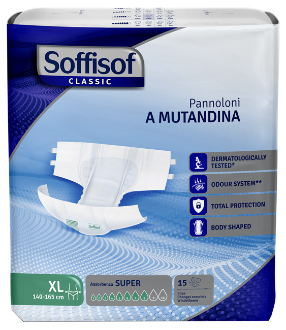 PANNOLINO MUTANDINA SUPER XL CLASSIC SOFFISOF 15 PEZZI - Farmacianuova.eu