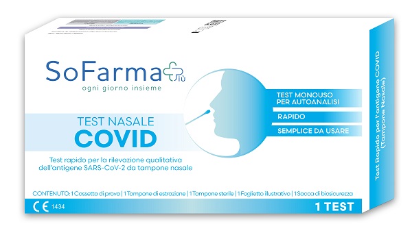 TEST ANTIGENICO RAPIDO COVID-19 NASALE AUTODIAGNOSTICO DETERMINAZIONE QUALITATIVA ANTIGENI SARS-COV-2 IN TAMPONI NASALI MEDIANTE IMMUNOCROMATOGRAFIA SOFARMAPIU' - Farmacianuova.eu