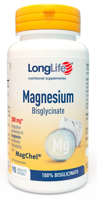 LONGLIFE MAGNESIUM BISGLYCINATE 90 TAVOLETTE DIVISIBILI SENZA GLUTINE - Farmacianuova.eu