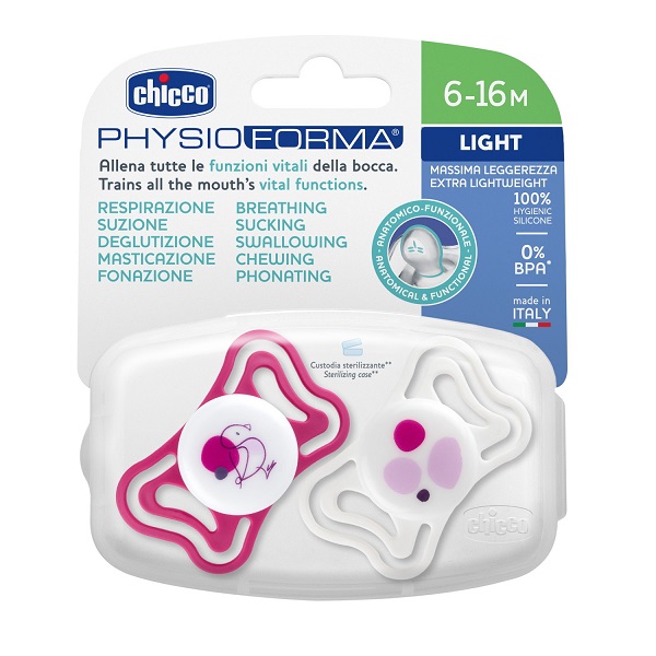 CHICCO SUCCHIETTO LIGHT ROSA SILICONE 6-16M 2 PEZZI - Farmacianuova.eu