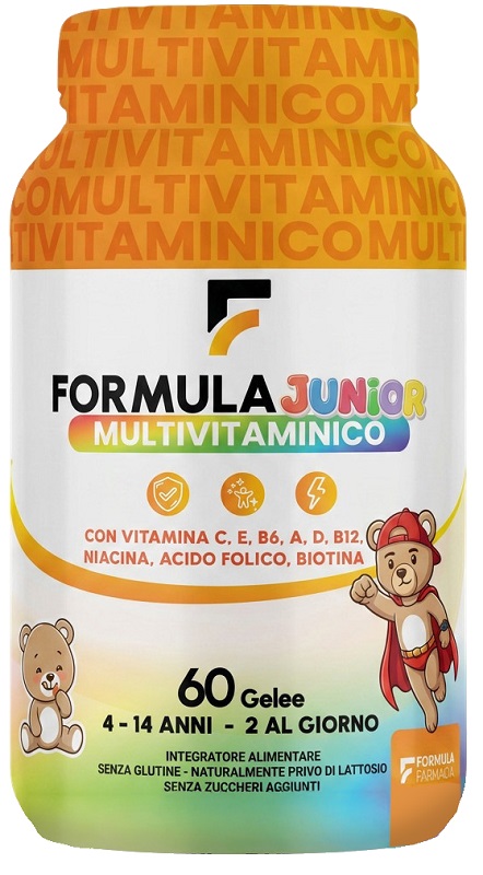 FORMULA MULTIVITAMINICO JUNIOR 60 GELEE FRAGOLA MELA VERDE ARANCIA LIMONE SENZA ZUCCHERI AGGIUNTI E GLUTINE - Farmacianuova.eu